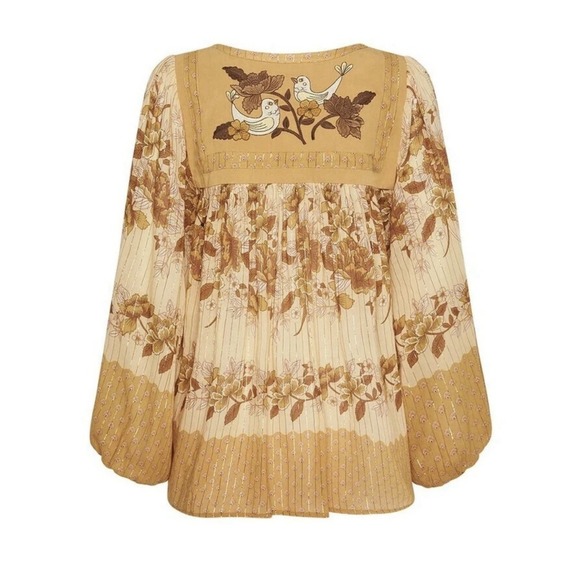 Spell & the Gypsy Collective Tops - Spell and The Gypsy‎ Coco Lei Blouse Top Women's XS Caramel Boho Embroidered